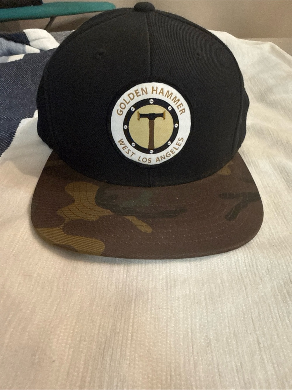 Golden Hammer West Los Angeles Black Cap with Camo Brim